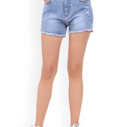 God's Club Women High-Rise Denim Denim Shorts-picture-2