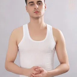 CAVENDERS Pack Of 3 Striped Cotton Basic Innerwear Vests c51=SWIFT---2---85-White-41