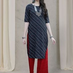 7Threads Women Ethnic Motifs Printed Gotta Patti Floral Crepe Kurta-image-93