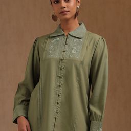 Soch Women Floral Embroidered Shirt Collar Tunic-picture-21