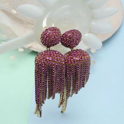 StyleCast Gold-Plated Rhinestone Studded Dome Shaped Tasselled Jhumkas-image-31