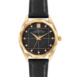 French Connection Women Embellished Dial & Leather Straps Analogue Watch FCB11BL-42