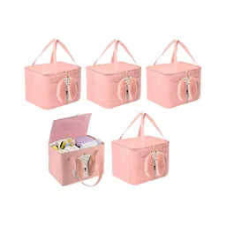 Aura Pink Set of 5 Reusable Tote Basket Organisers-10