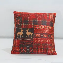 Mid July Home Red & Black Checked Velvet Square Cushion Covers-1