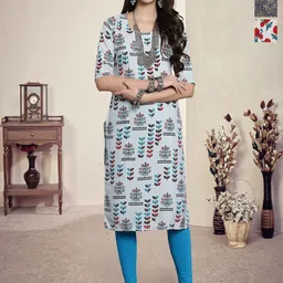 HERE&NOW Selection Of 3 Geometric Printed Round Neck Straight Kurtas-image-49
