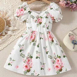BAESD Floral Print Flutter Sleeve Fit & Flare Dress-11