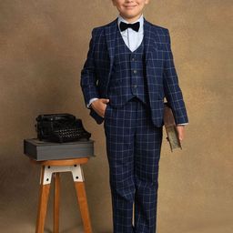 One Friday Boys Checked Comfort Fit Single-Breasted Blazers-image-62
