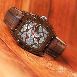 Franktime Men Brass Dial & Leather Straps Analogue and Digital Watch FT-0049 BW-54