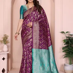 RUNAYA NX Woven Design Zari Silk Blend Banarasi Saree-image-82