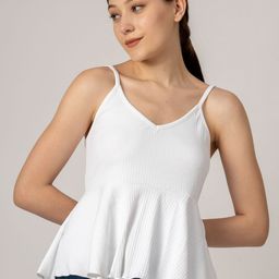 Redamancii Women Vertical Striped Shoulder Straps Polycotton Top-image-37