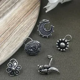 NAMAN ARTS Silver-Plated Stud Nosepin-image-76