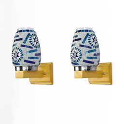Somil Premium Designer Glass Wall / Night Lamp Elegant & Stylish Dcor Accent for Modern Interiors, color- Blue, Firozi, White Size- 18.5 X 28 X 26 CM-image-53