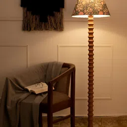 green girgitGreen & Brown Printed Wooden Frustum Shaped Floor Lamp-1