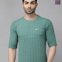 TICOSS Men Pack of 2 Self Design Round Neck T-shirt-picture-3