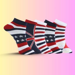 MJE Men Pack Of 5 Patterned Ankle Length Socks-image-100