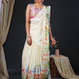 Anouk Floral Embroidered Poly Georgette Saree-picture-3