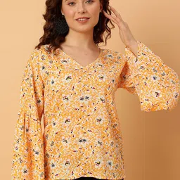 NEESH Floral Print Bell Sleeve Crepe Top-picture-39
