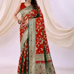 Moda Rapido Woven Design Zari Silk Cotton Banarasi Saree-picture-43