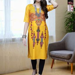 HERE&NOW Selection Of 3 Ethnic Motifs Printed Round Neck Straight Kurta-image-85