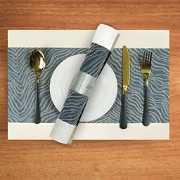 YELONA Navy Blue 10 Pieces Printed Rectangular Table Placemats image 2