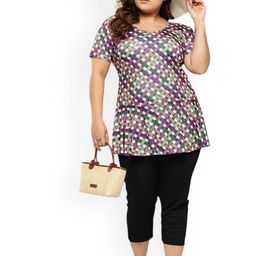 Aarika Plus Size Check Printed Swim Suit With Goggle image 3