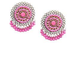 Bevy Pearls Artificial Stones Studded And Beaded Circular Drop earrings-26