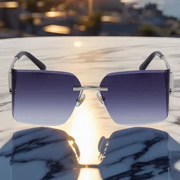 HASHTAG EYEWEAR Unisex UV Protected Lens Rimless Square Sunglasses-image-77