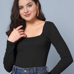 Dream Beauty Fashion women ribbed Square Neck Fitted Top-picture-39