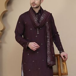Jompers Men Ethnic Motifs Embellished Chikankari Kurta-45