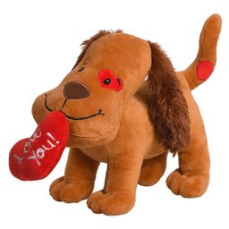 Ultra  Fetching Dog Soft Toy With Heart Shaped Pillow Brown - Height 22.5 cm image 5
