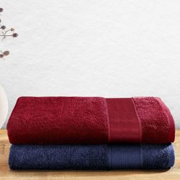 wakefit Maroon & Blue 2 Pieces Pure Cotton 500 GSM Bath Towels-17