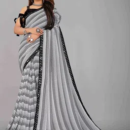limtd Sequinned Pure Georgette Block Print Saree-picture-0