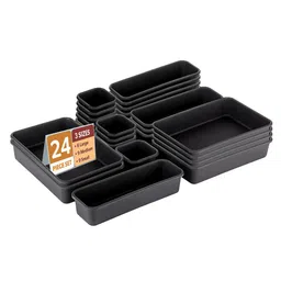 Kuber Industries Black 24 Pieces Multi-Purpose Drawer Organisers-43