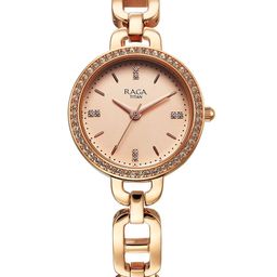 Titan Women Brass Embellished Dial & Stainless Steel Bracelet Style Straps Analogue Watch 95305WM01-picture-7