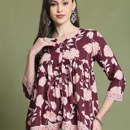 Rajnandini Floral Print Cotton Peplum Top-image-18