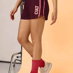 CULT Women's Maroon Club Brand Carrier Shorts-21