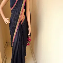 VRAGI Embroidered Pure Georgette Saree-image-60