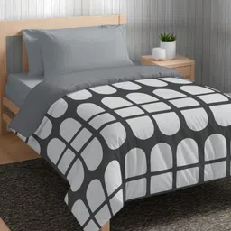 The Happy Pod Grey & White Microfiber AC Room 80 GSM Single Bed Dohar-image-94