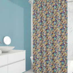 ArtzFolio Blue & Green Floral Printed Waterproof Shower Curtain-image-36