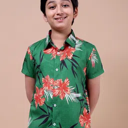 Enciger Boys Standard Floral Sheer Printed Casual Shirt-20