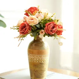 BEHOMA Brown & White Printed Mango Wooden Flower Vase-picture-8