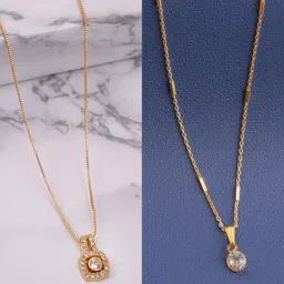 Boghra Sales Women Set Of 2 Gold-Plated Alloy American Diamond Chain-17