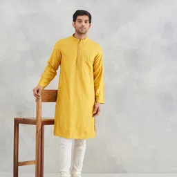 Fabindia Men Solid Festive Straight Kurta-image-32