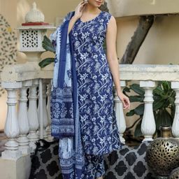 Dhibha Women Blue Cotton Blend Clothing Set-picture-18