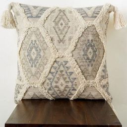 Aura Beige & Grey Geometric Textured Square Cushion Covers-5