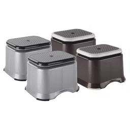 Kuber Industries Grey & Black 4 Pieces Anti-Slip Bathroom Stools-20