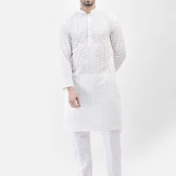 SG LEMAN Men Floral Embroidered Regular Thread Work Kurta with Pyjamas-picture-40