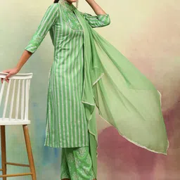 Khushal K Women Ethnic Motifs Printed Regular Kurta with Palazzos & With Dupatta-14