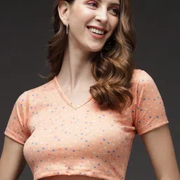VANGULL Women Geometric Printed V-Neck Crop Top-picture-15