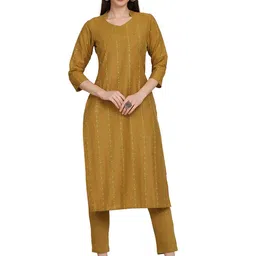 Fourleaf Women Striped Cotton Kurta with Trousers-picture-5